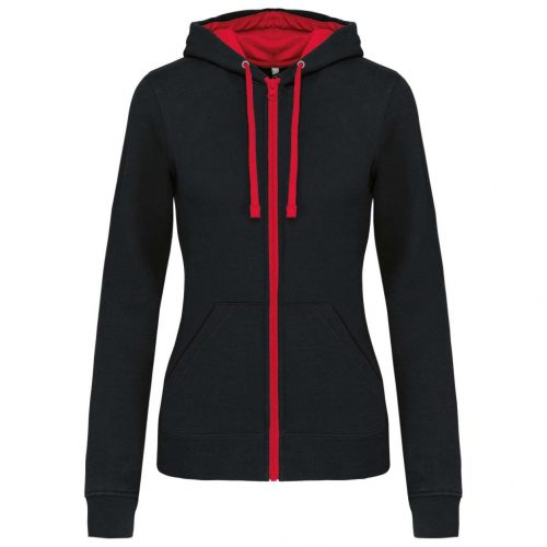 Kariban KA467 LADIES’ CONTRAST HOODED FULL ZIP SWEATSHIRT L