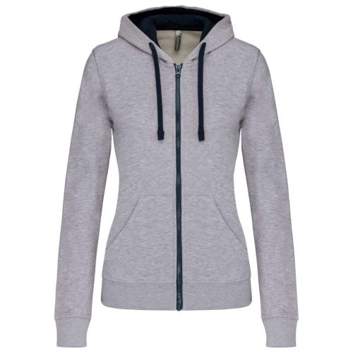 Kariban KA467 LADIES’ CONTRAST HOODED FULL ZIP SWEATSHIRT 2XL