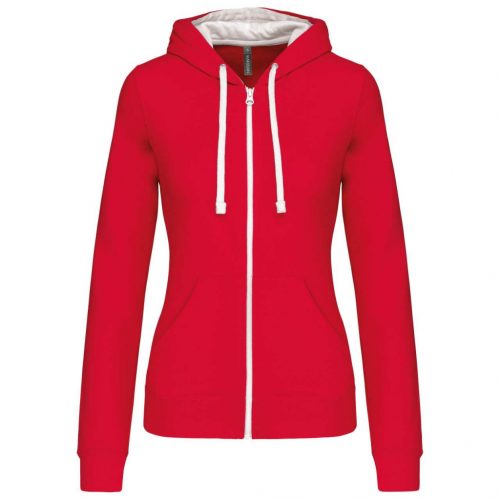 Kariban KA467 LADIES’ CONTRAST HOODED FULL ZIP SWEATSHIRT 2XL